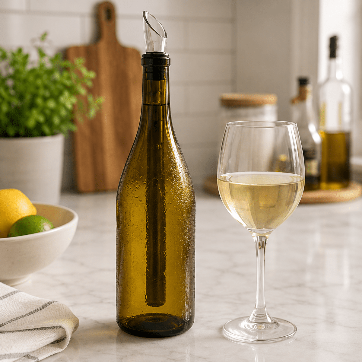 PUREVINO – Varilla de Enfriamiento de Acero Inoxidable con Aireación para un Disfrute Perfecto del Vino