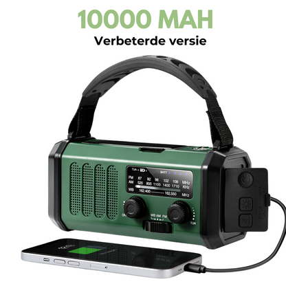 Radio de emergencia profesional con manivela y energía solar - Potente y duradera