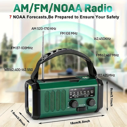 Radio de emergencia todo en uno con linterna y cargador