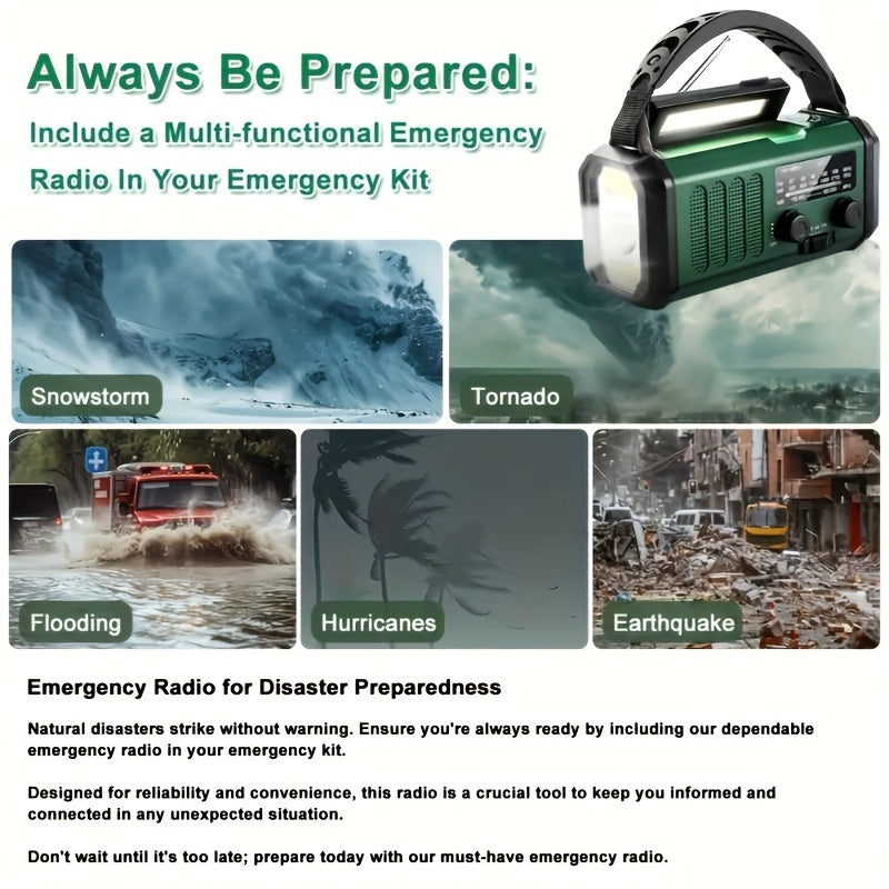 Radio de emergencia todo en uno con linterna y cargador