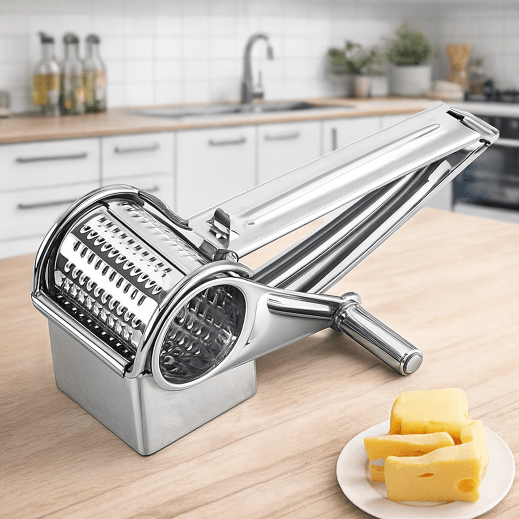 Rallador de queso giratorio de acero inoxidable para cocina