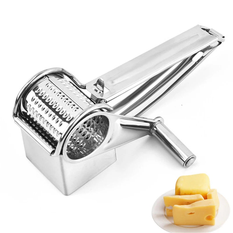 Rallador de queso giratorio de acero inoxidable para cocina