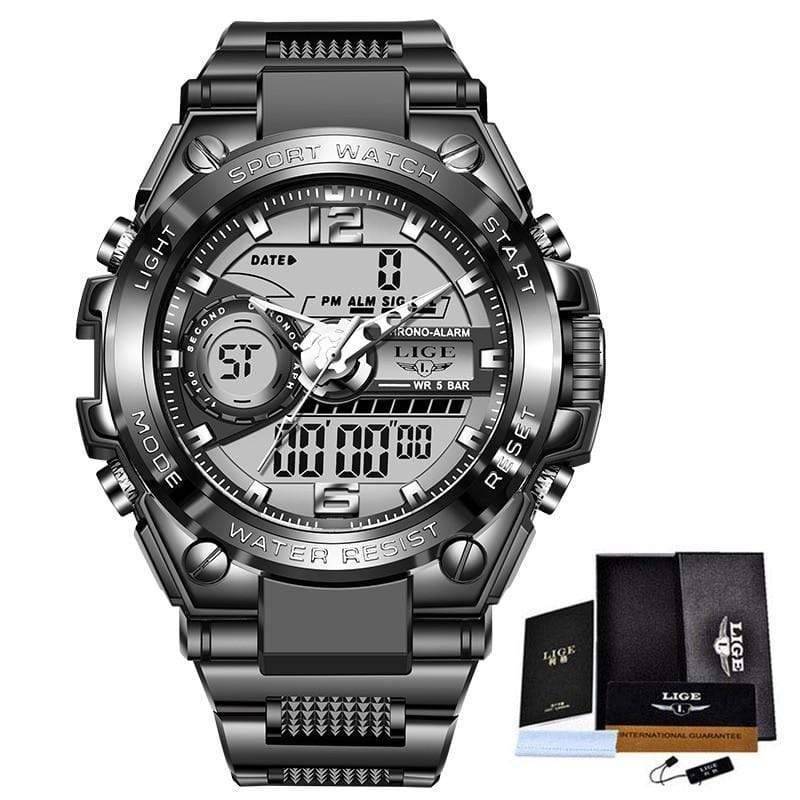 Reloj deportivo analógico y digital LED resistente al agua para hombre