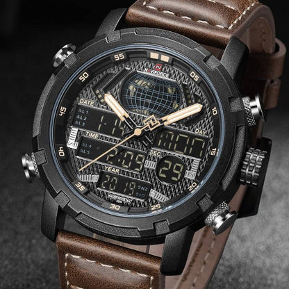 Reloj Deportivo de Cuarzo y Cuero para Hombre Resistente