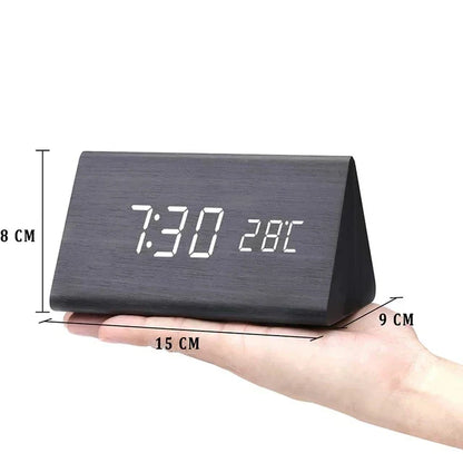 Reloj Despertador Inteligente LED | Diseño Moderno de Madera Controlado por Voz
