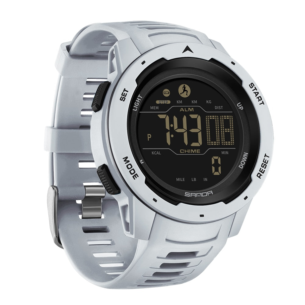 Reloj digital militar e impermeable con podómetro