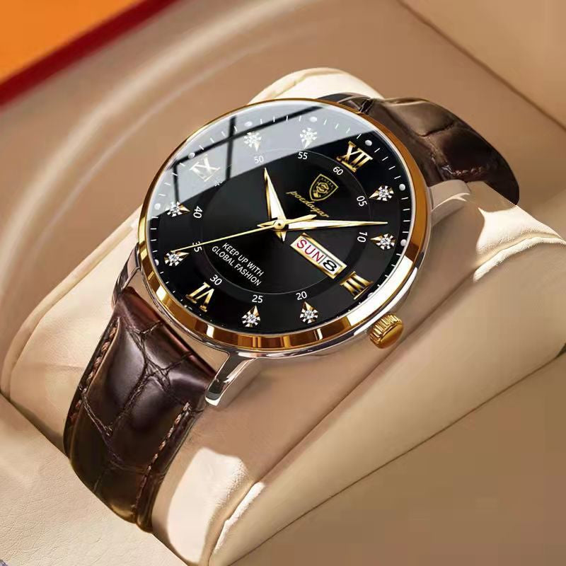 Reloj impermeable y luminoso para hombre – Diseño clásico de acero inoxidable con esfera que brilla en la oscuridad