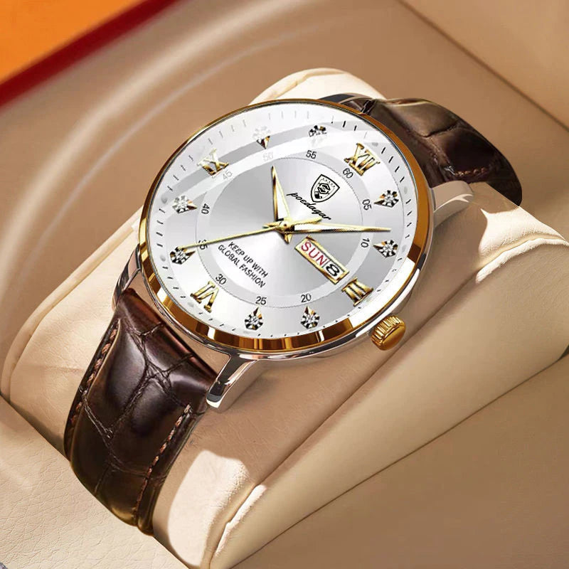 Reloj impermeable y luminoso para hombre – Diseño clásico de acero inoxidable con esfera que brilla en la oscuridad