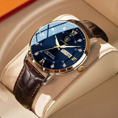 Reloj impermeable y luminoso para hombre – Diseño clásico de acero inoxidable con esfera que brilla en la oscuridad