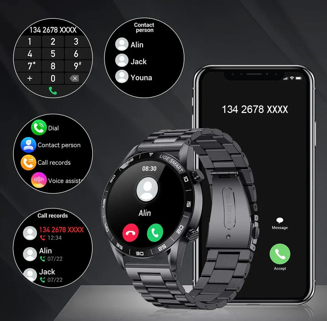 Reloj Inteligente de Lujo para Hombre | Modo Multideporte | Monitoreo de Salud