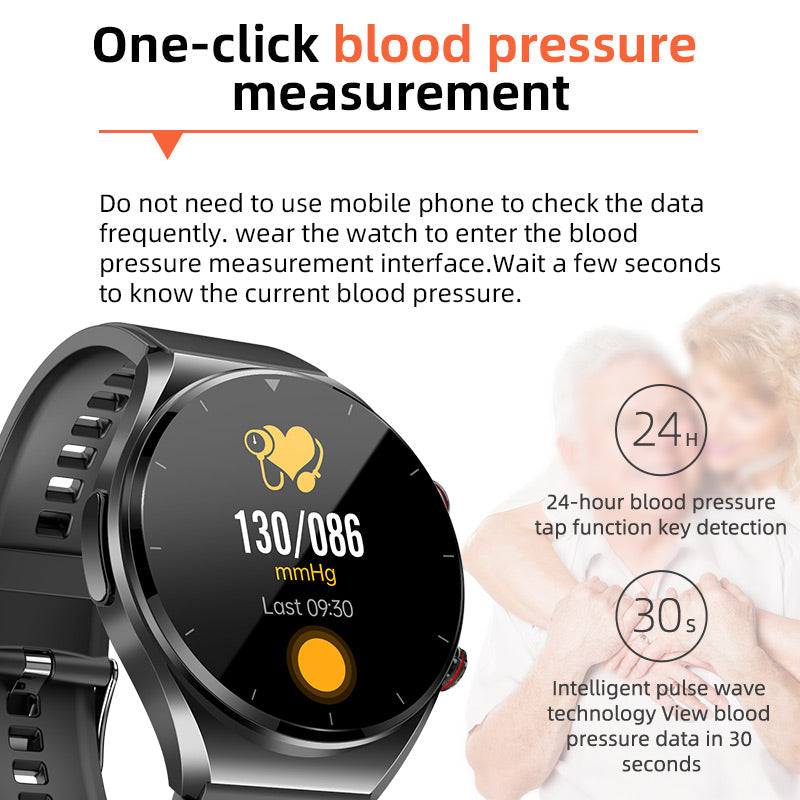Reloj Inteligente Saludable | Monitoreo de Glucosa en Sangre, Presión Arterial, ECG | Monitor de Frecuencia Cardíaca HRV
