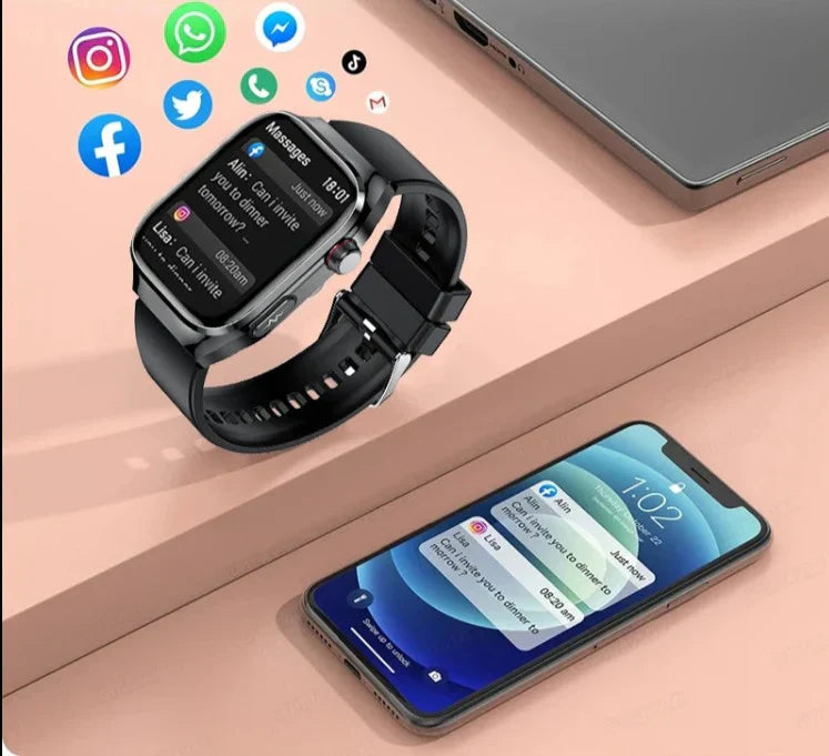 Reloj NexaPulse de Azúcar en Sangre, ECG, Ácido Úrico, Bluetooth