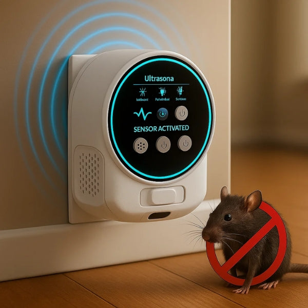Repelente Ultrasónico de Ratas Plug-In Silencioso 3200 Pies Cuadrados Interior/Exterior