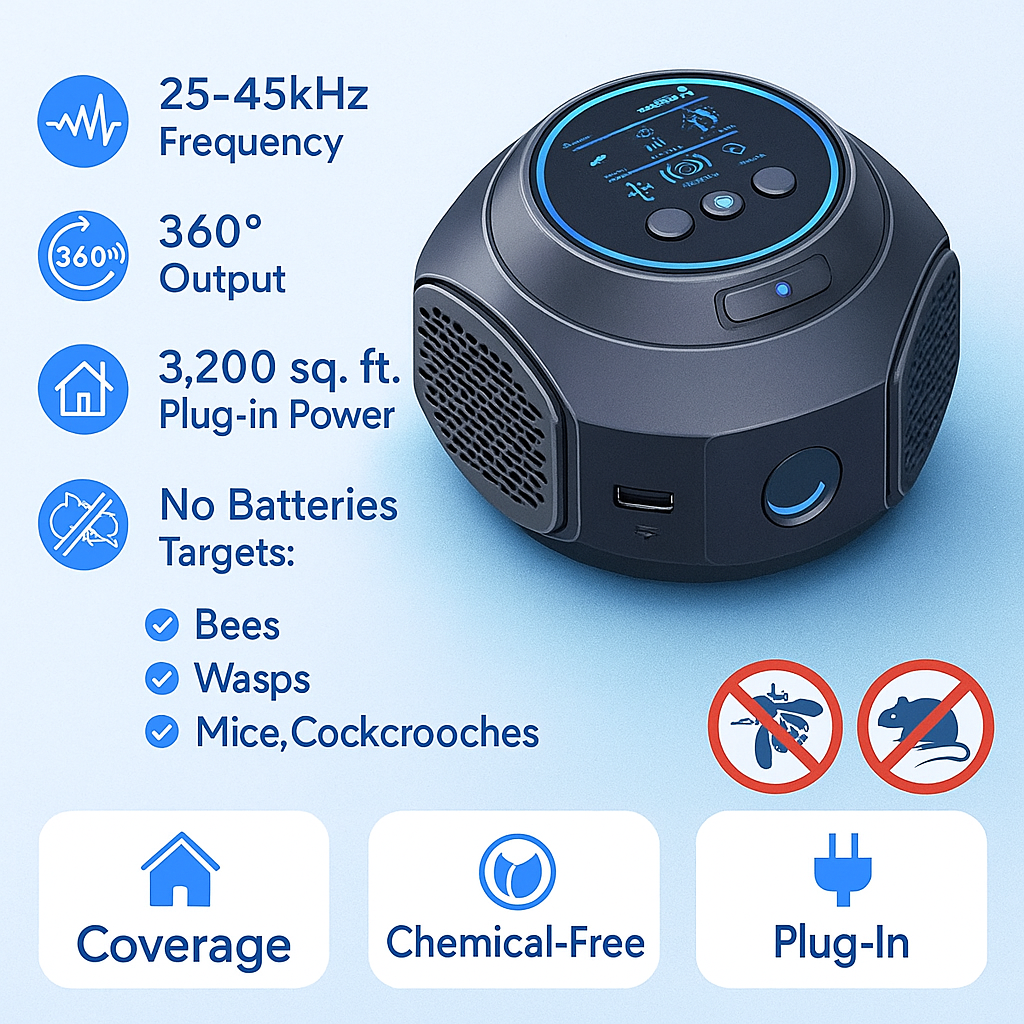 Repelente Ultrasonico de Abejas y Avispas Breevo para Cobertura de 360 Grados