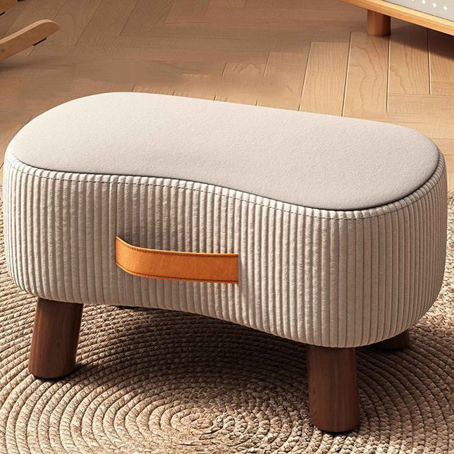 Reposapiés rectangular portátil de estilo nórdico contemporáneo en tejido sintético y madera de pino sin respaldo ni reposabrazos para salón