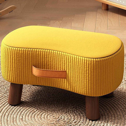 Reposapiés rectangular portátil de estilo nórdico contemporáneo en tejido sintético y madera de pino sin respaldo ni reposabrazos para salón