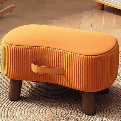 Reposapiés rectangular portátil de estilo nórdico contemporáneo en tejido sintético y madera de pino sin respaldo ni reposabrazos para salón