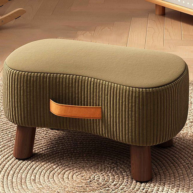 Reposapiés rectangular portátil de estilo nórdico contemporáneo en tejido sintético y madera de pino sin respaldo ni reposabrazos para salón