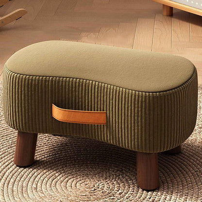 Reposapiés rectangular portátil de estilo nórdico contemporáneo en tejido sintético y madera de pino sin respaldo ni reposabrazos para salón