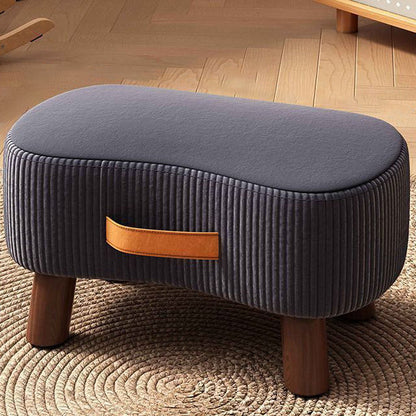 Reposapiés rectangular portátil de estilo nórdico contemporáneo en tejido sintético y madera de pino sin respaldo ni reposabrazos para salón
