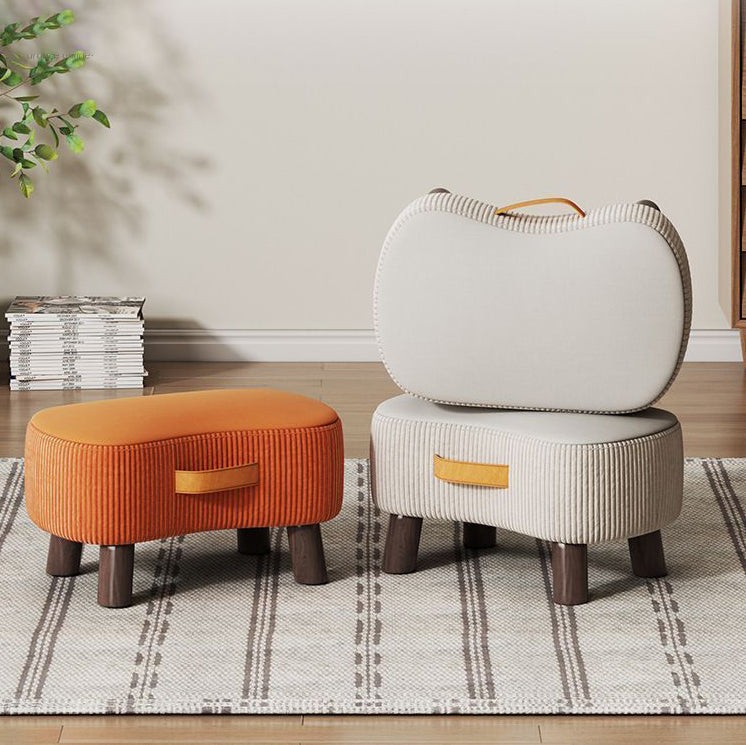 Reposapiés rectangular portátil de estilo nórdico contemporáneo en tejido sintético y madera de pino sin respaldo ni reposabrazos para salón