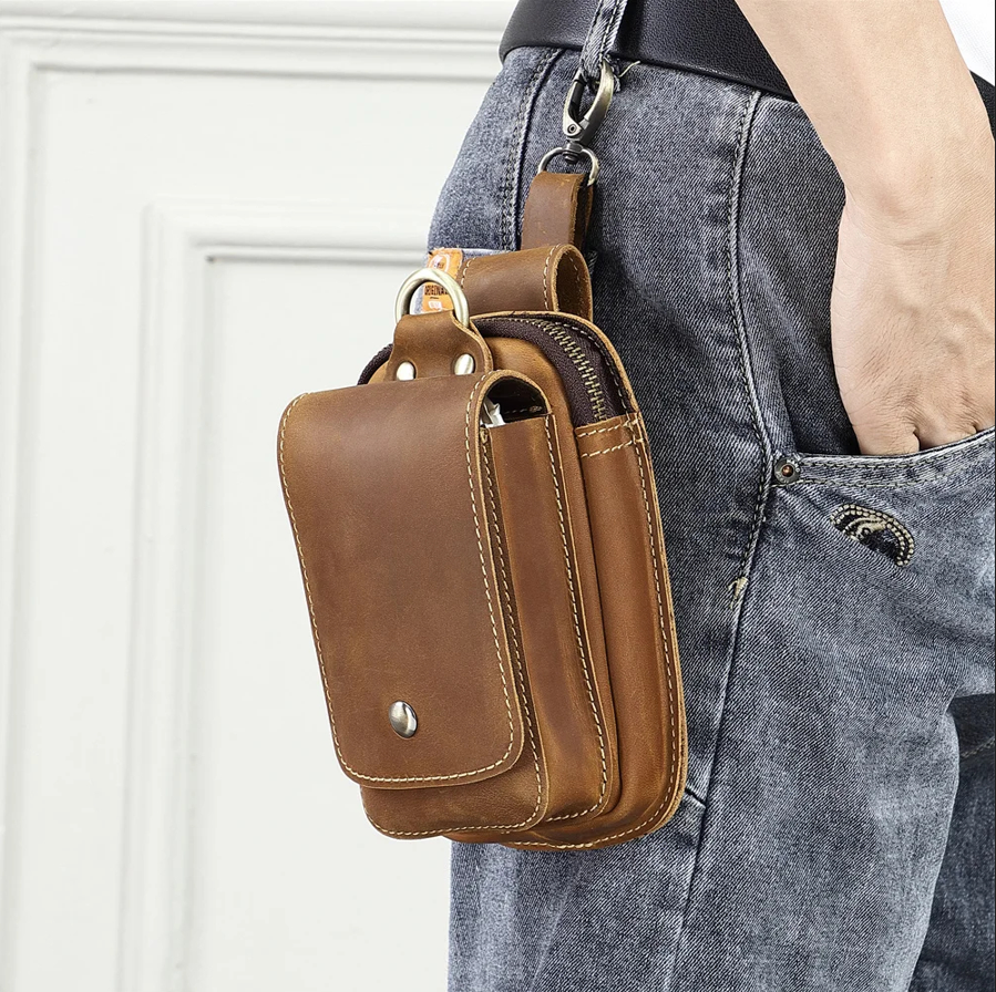 Riñonera de Cuero Genuino para Hombre