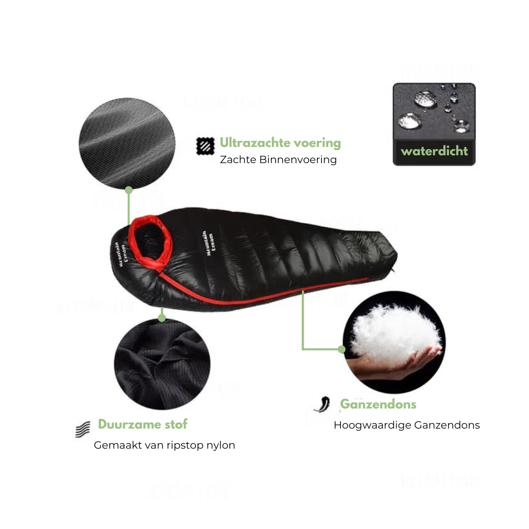 Saco de Dormir Invierno ArcticNest – Saco de Plumas -20°C para Frío Extremo, Ligero y Impermeable