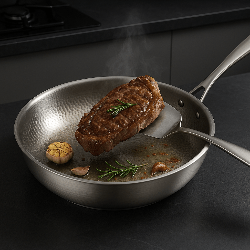 SARTÉN TITAN-PREMIUM - Sartén de titanio de alta calidad sin recubrimiento para todo tipo de cocinas