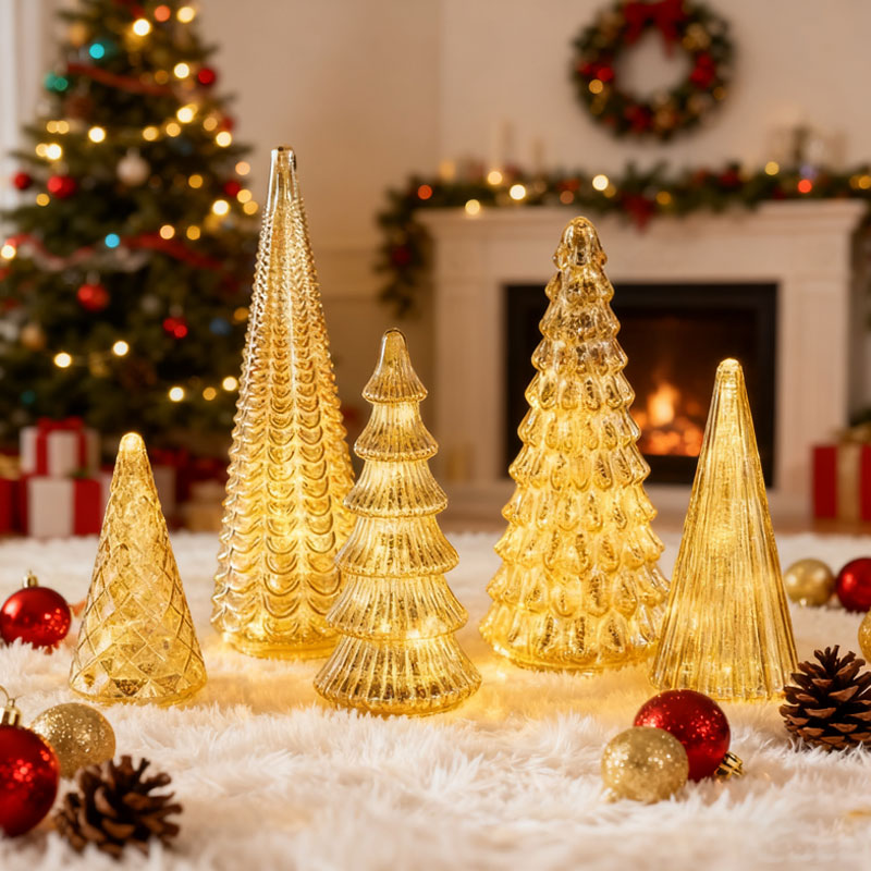 Set de árboles de Navidad de cristal