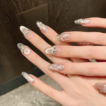 Set de uñas postizas adhesivas con pedrería