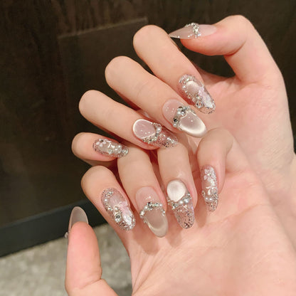 Set de uñas postizas adhesivas con pedrería