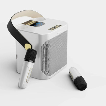 Sistema de Altavoces de Karaoke Portátil con Sonido de 360° y Dos Micrófonos Inalámbricos – Perfecto para Fiestas en Interiores y Exteriores