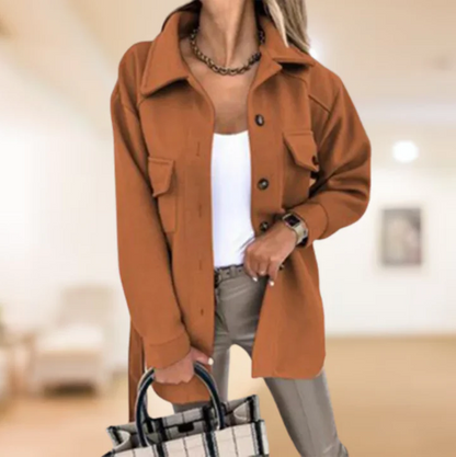 Sobrecamisa abotonada para mujer con cinturón de lazada