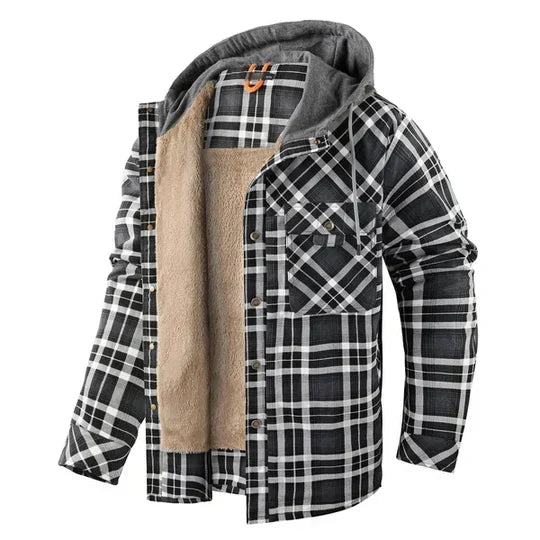 Sobrecamisa de cuadros con capucha para hombre