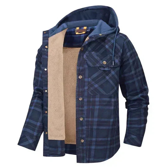 Sobrecamisa de cuadros con capucha para hombre