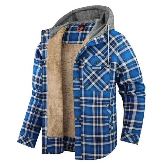 Sobrecamisa de cuadros con capucha para hombre