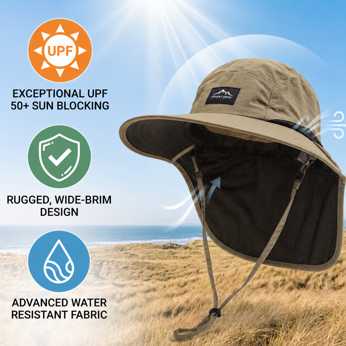 Sombrero de protección solar con cubrenuca | UPF 50