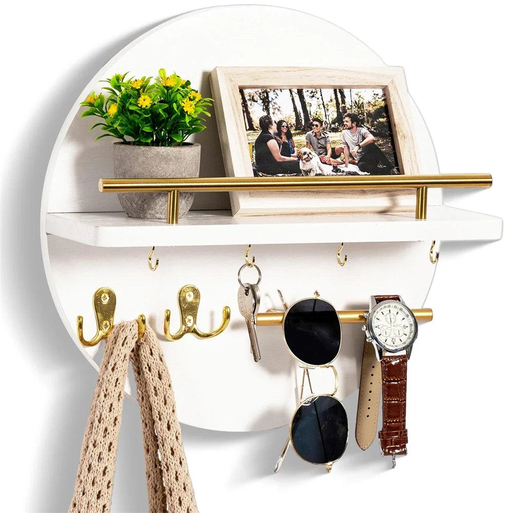Soporte de Llaves de Madera Redondo | Organizador de Pared Elegante y Ecológico