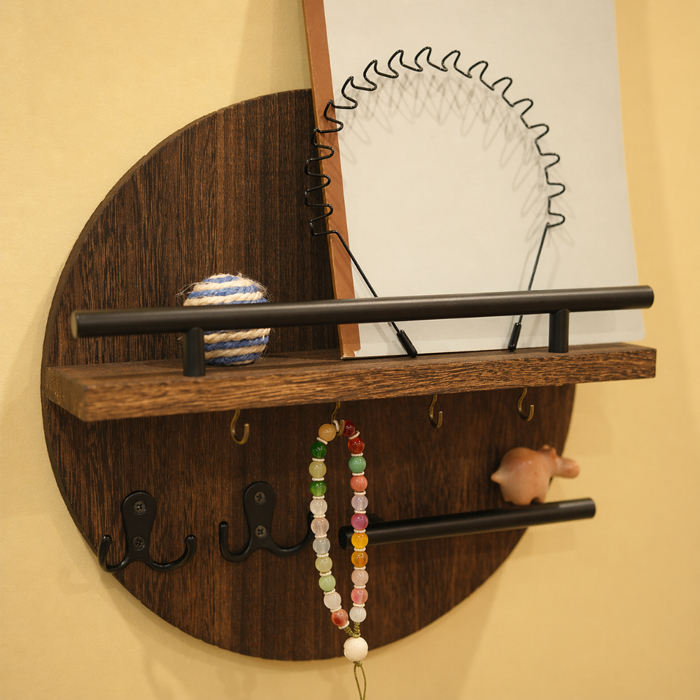 Soporte de Llaves de Madera Redondo | Organizador de Pared Elegante y Ecológico