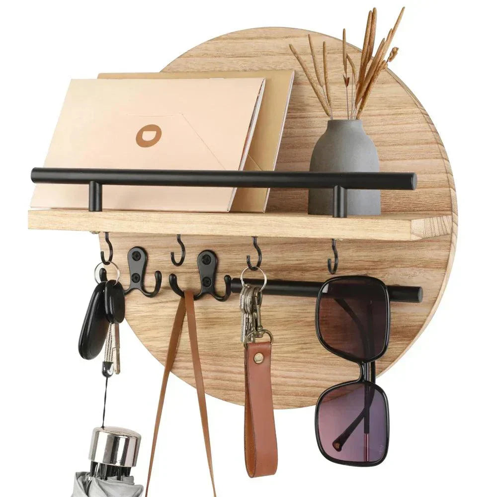Soporte de Llaves de Madera Redondo | Organizador de Pared Elegante y Ecológico