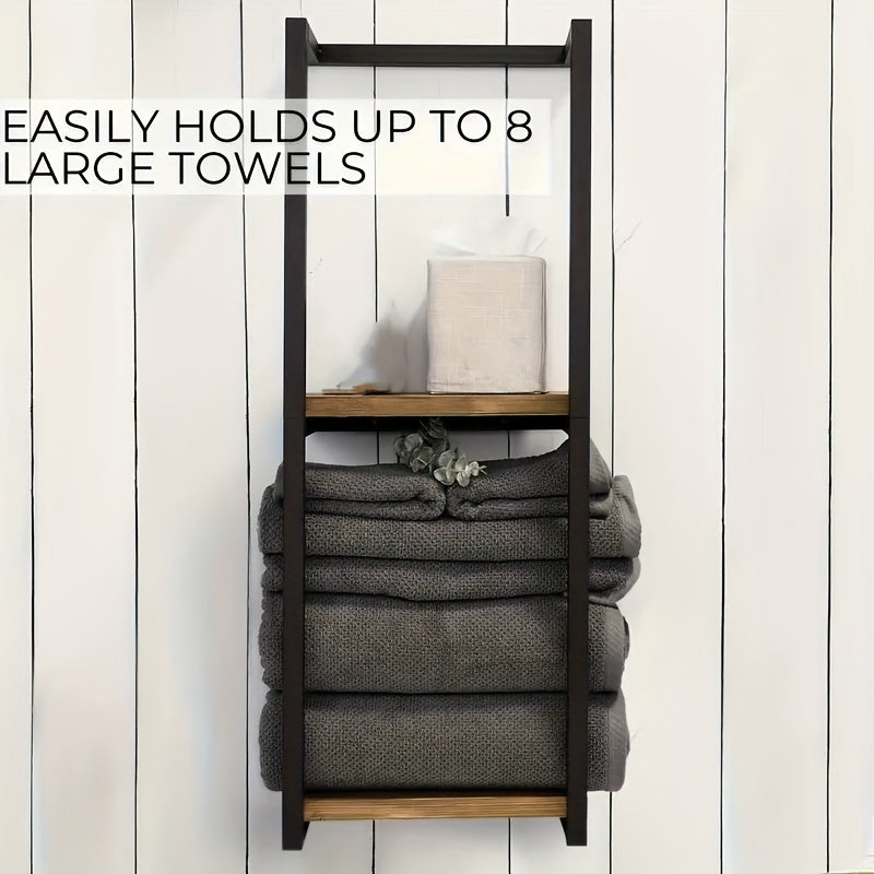 Soporte de Toallas de Metal Montado en la Pared con Estante de Baño Impermeable