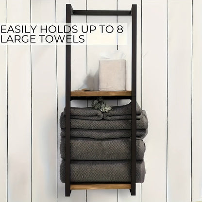 Soporte de Toallas de Metal Montado en la Pared con Estante de Baño Impermeable