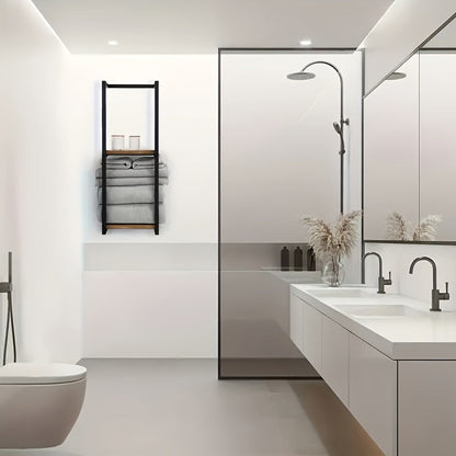 Soporte de Toallas de Metal Montado en la Pared con Estante de Baño Impermeable