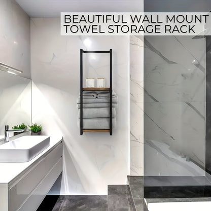 Soporte de Toallas de Metal Montado en la Pared con Estante de Baño Impermeable