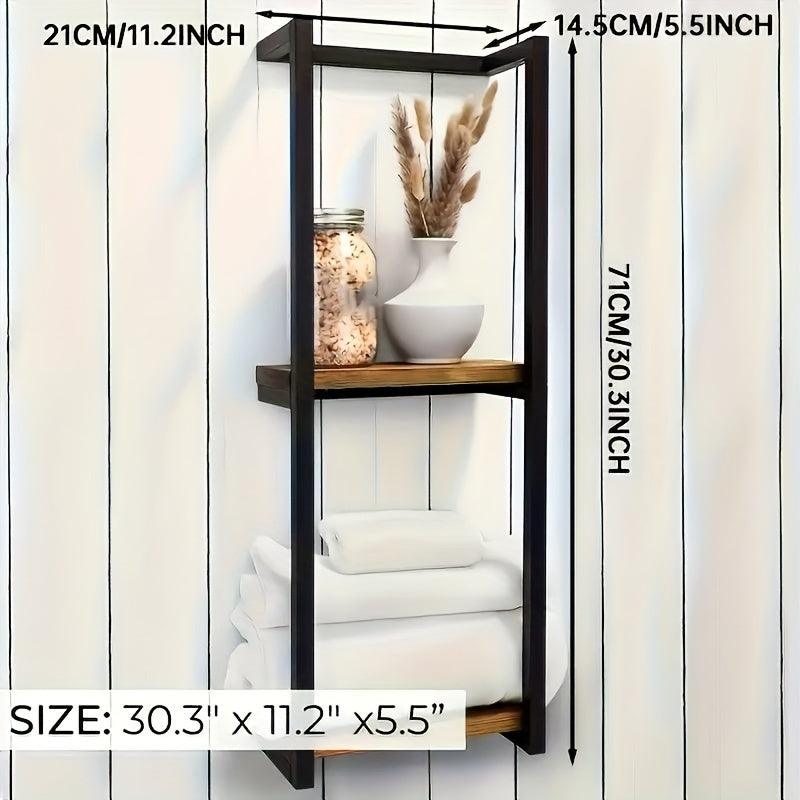 Soporte de Toallas de Metal Montado en la Pared con Estante de Baño Impermeable