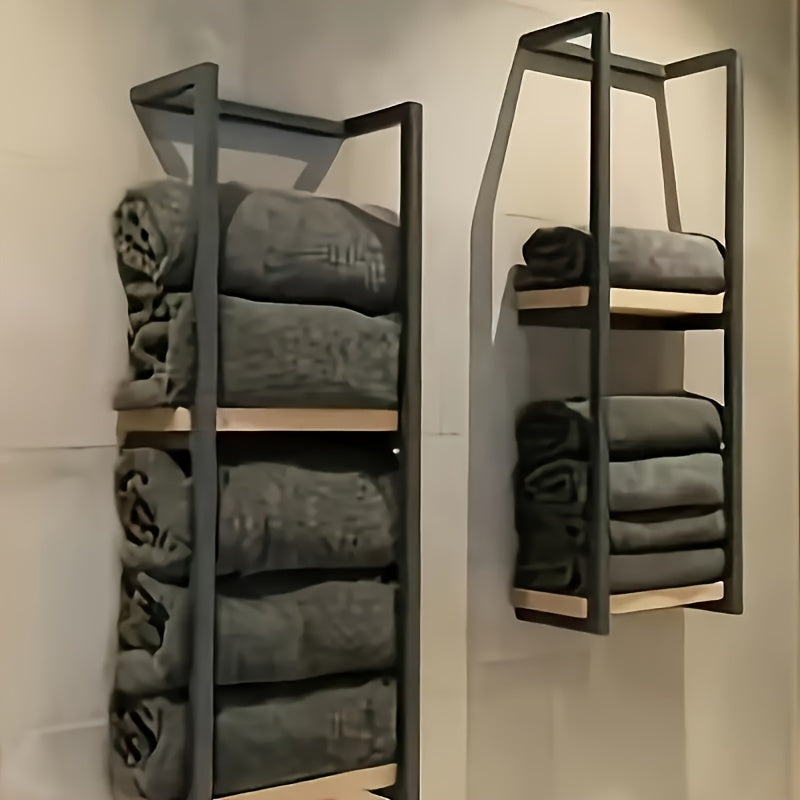 Soporte de Toallas de Metal Montado en la Pared con Estante de Baño Impermeable