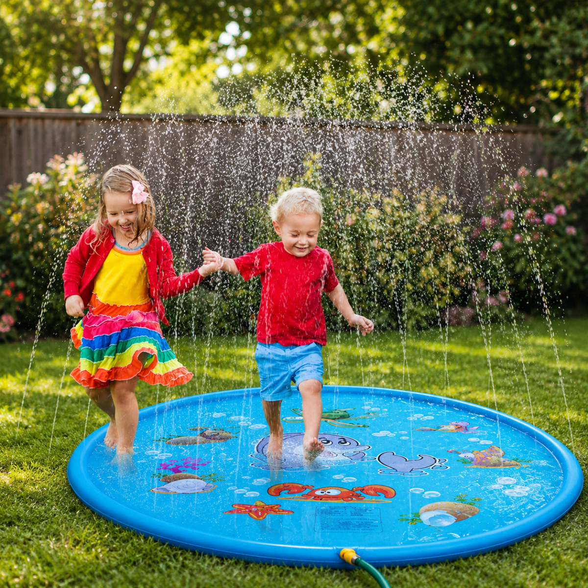 SPLASHCIRCLE – Alfombra Inflable de PVC para Salpicaduras de Agua para Diversión al Aire Libre en Verano