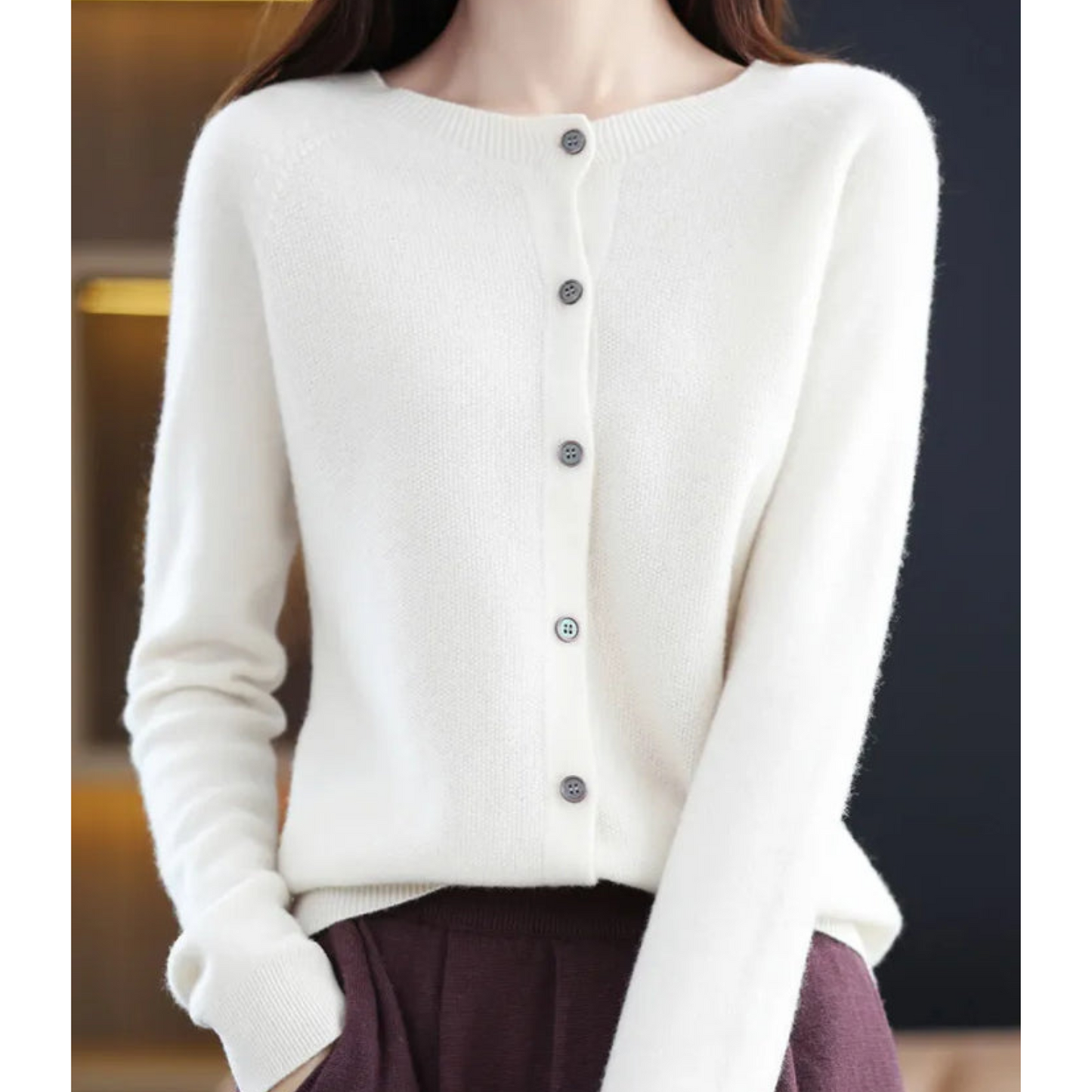 Suéter Cardigan de Cuello Redondo para Mujer VierraSol
