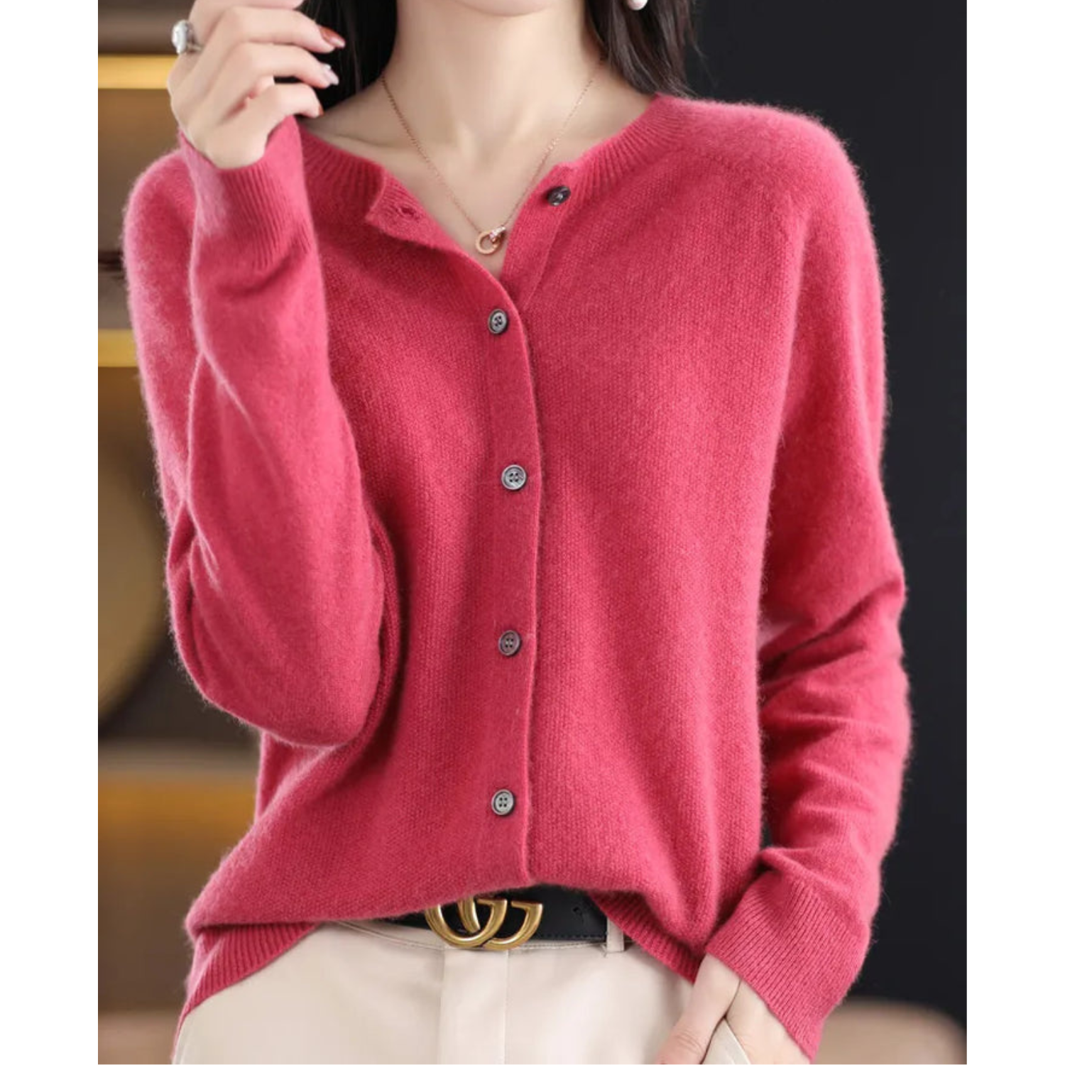 Suéter Cardigan de Cuello Redondo para Mujer VierraSol