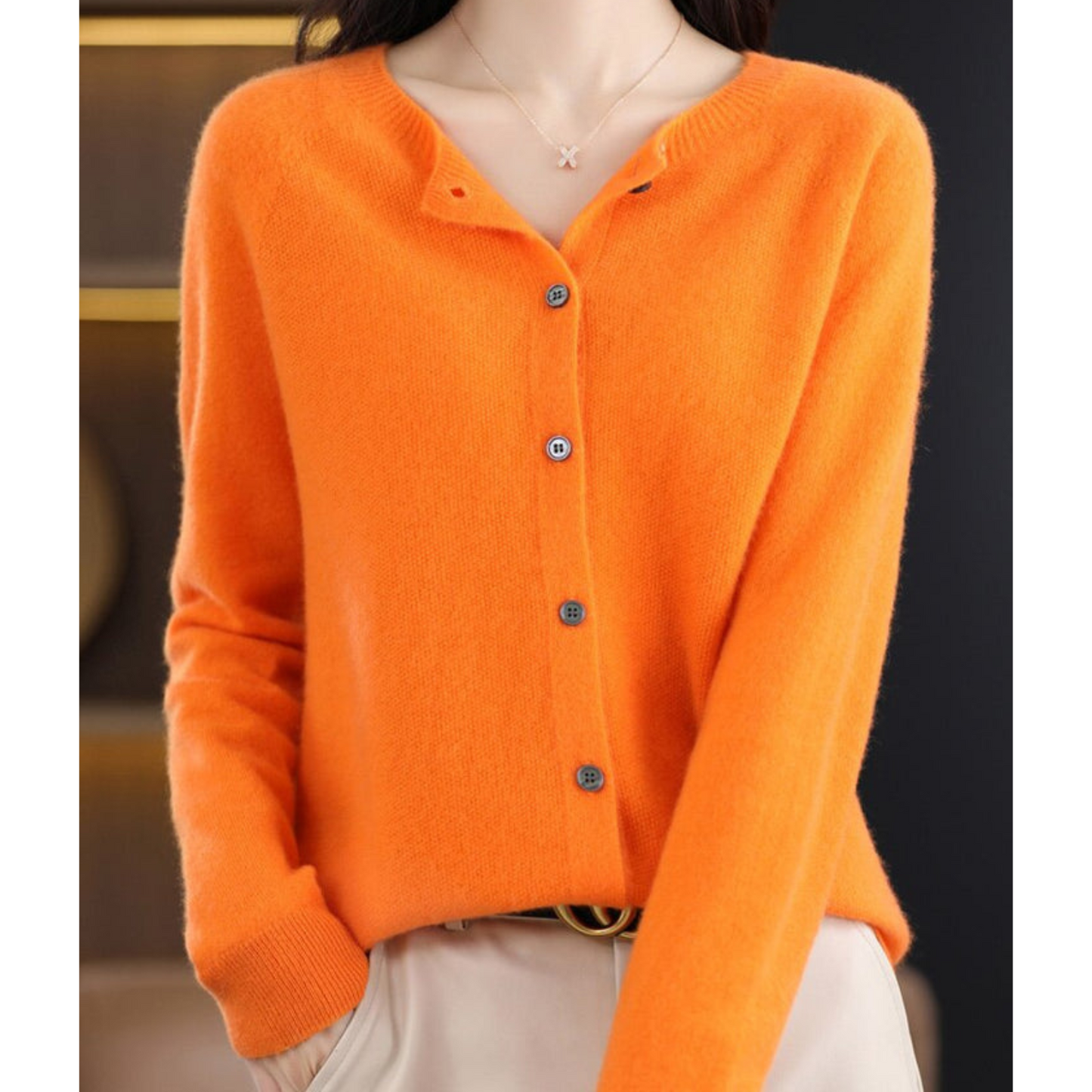 Suéter Cardigan de Cuello Redondo para Mujer VierraSol